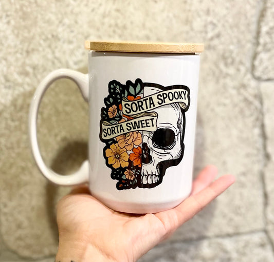 Sorta Sweet, Sorta Spooky Mug with Bamboo Lid