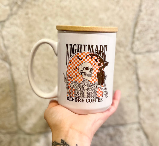 Nightmare Before Coffee Mug with Bamboo Lid